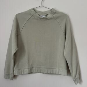Frank and Oak Women's Light Green Waffle Knit Organic Cotton Sweatshirt Size M